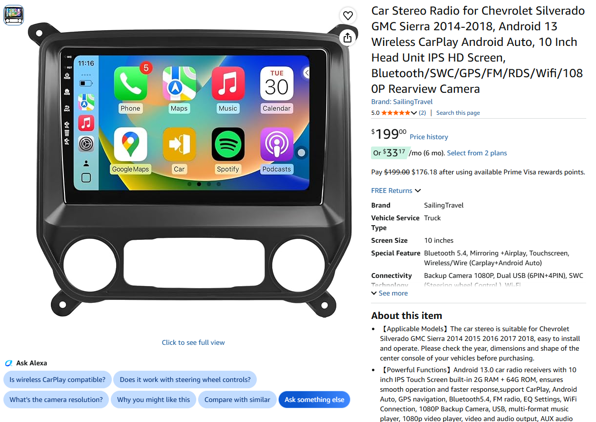 Smart Car Stereo Silverado / GMC 2014-2018