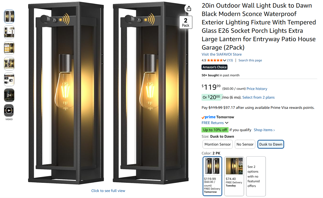 Outdoor Wall Light Dusk to Dawn