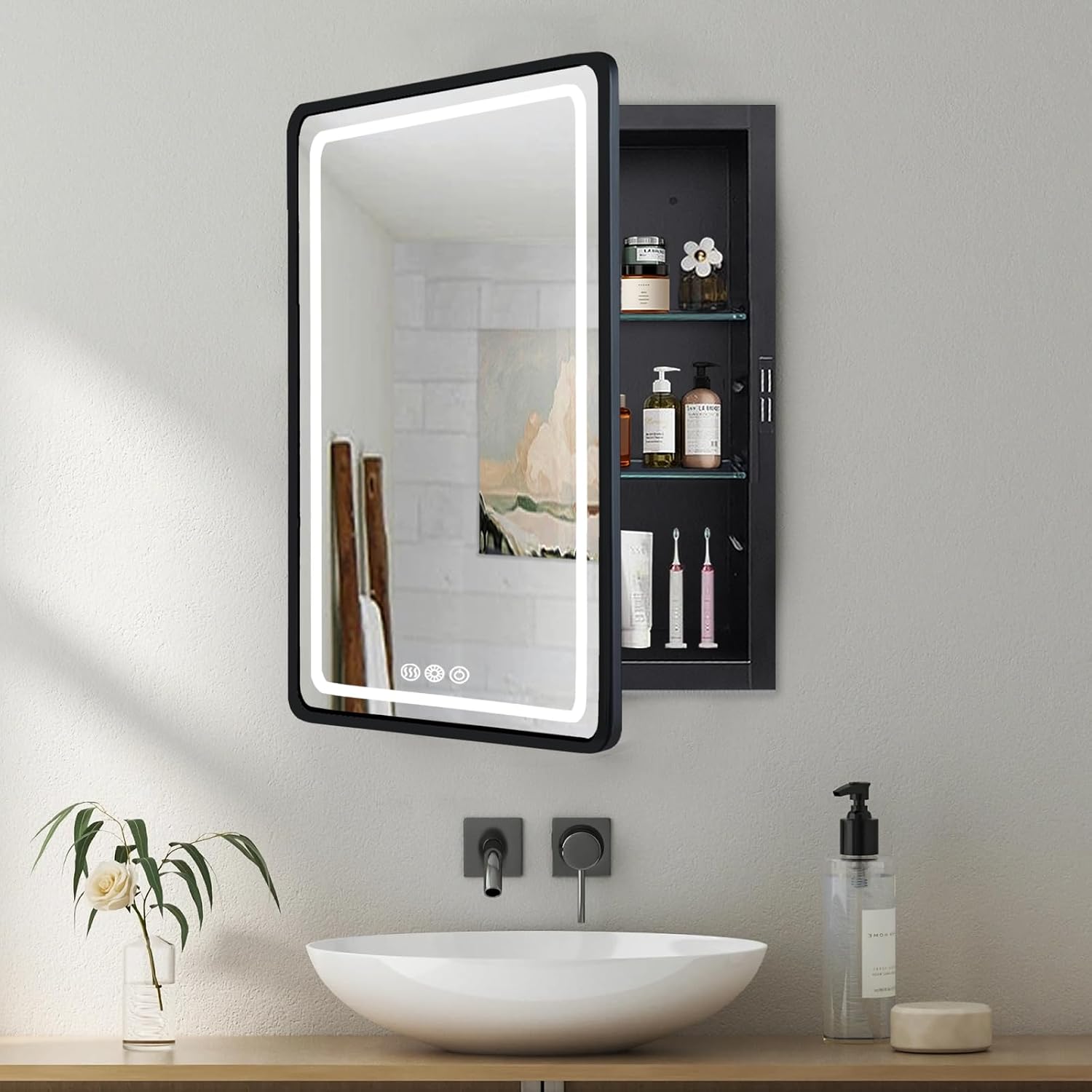 LED Medicine Cabinet with Mirror with Storage and Light