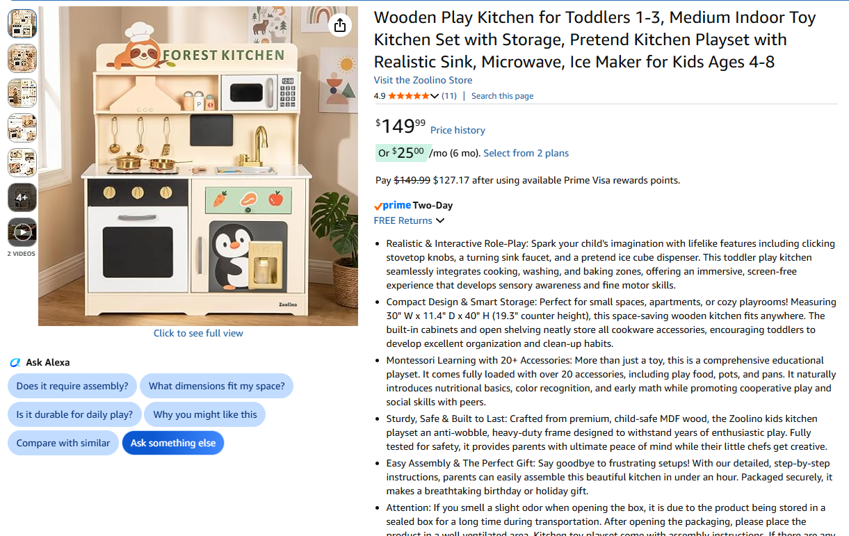 Wooden Play Kitchen