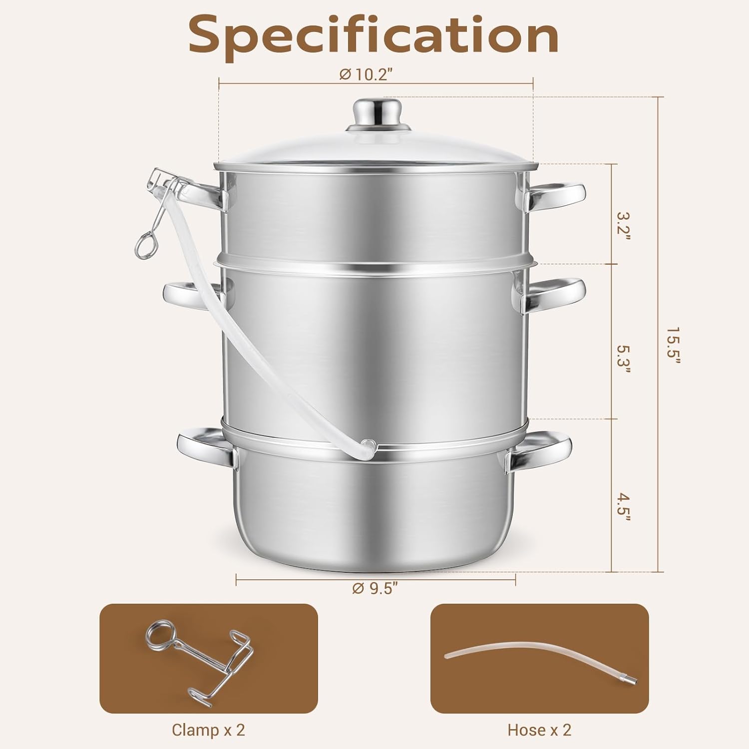 8.5Qt Stainless Steel Steam