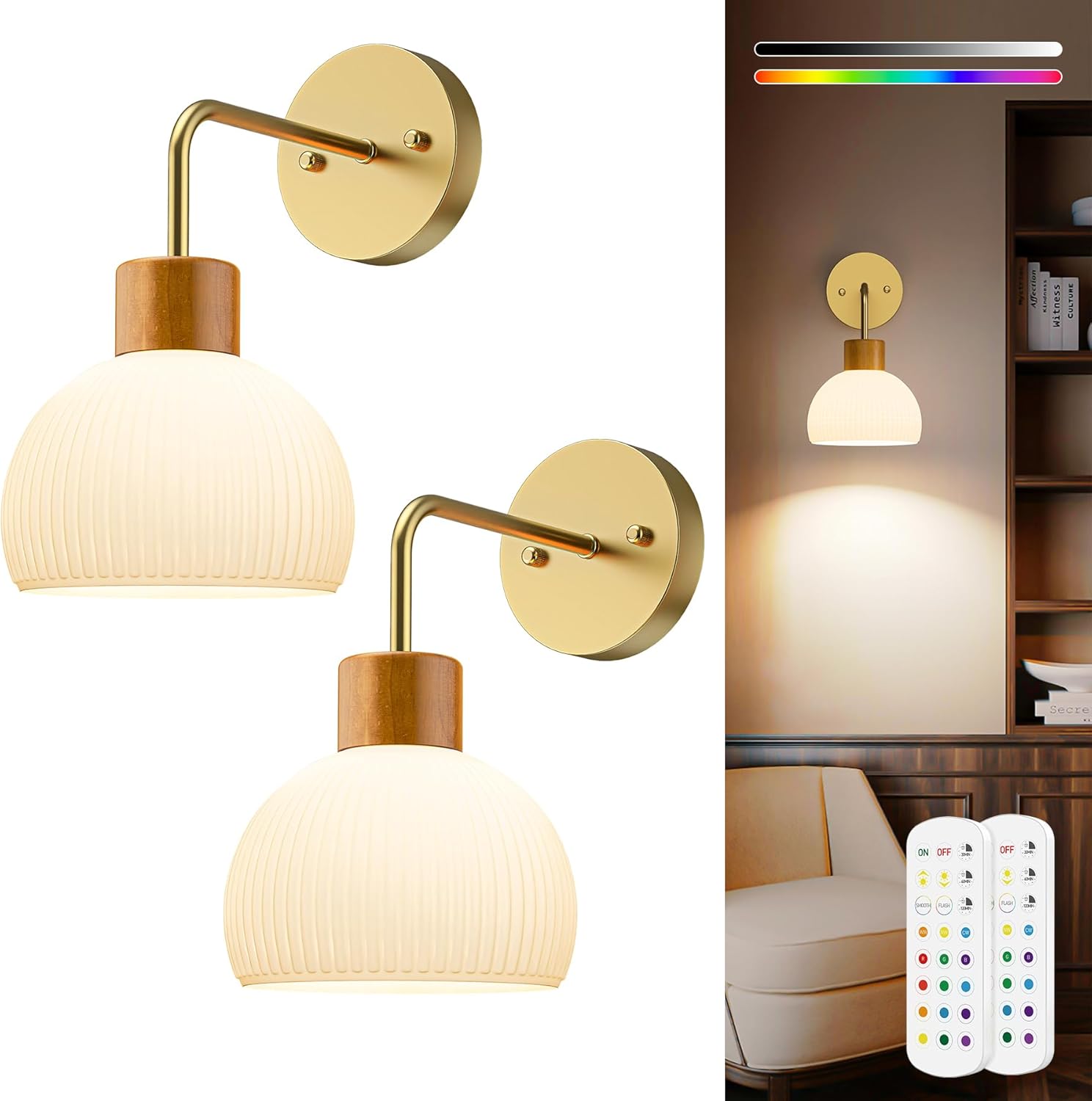 Battery Operated Wall Sconce Set of 2