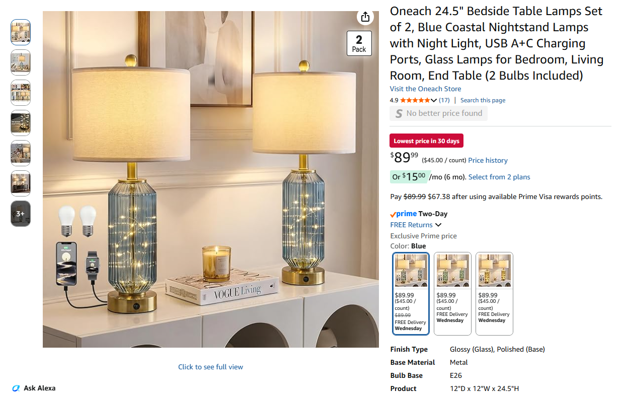 Table Lamps Set of 2