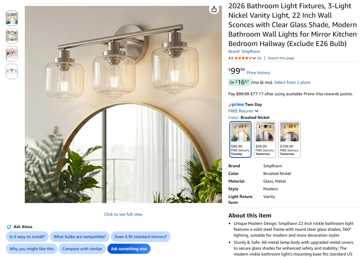 3-Light Nickel Vanity Light