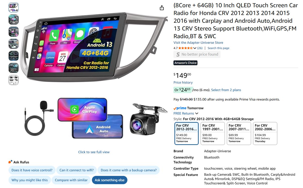 Smart Radio for Honda CRV 2012-2016